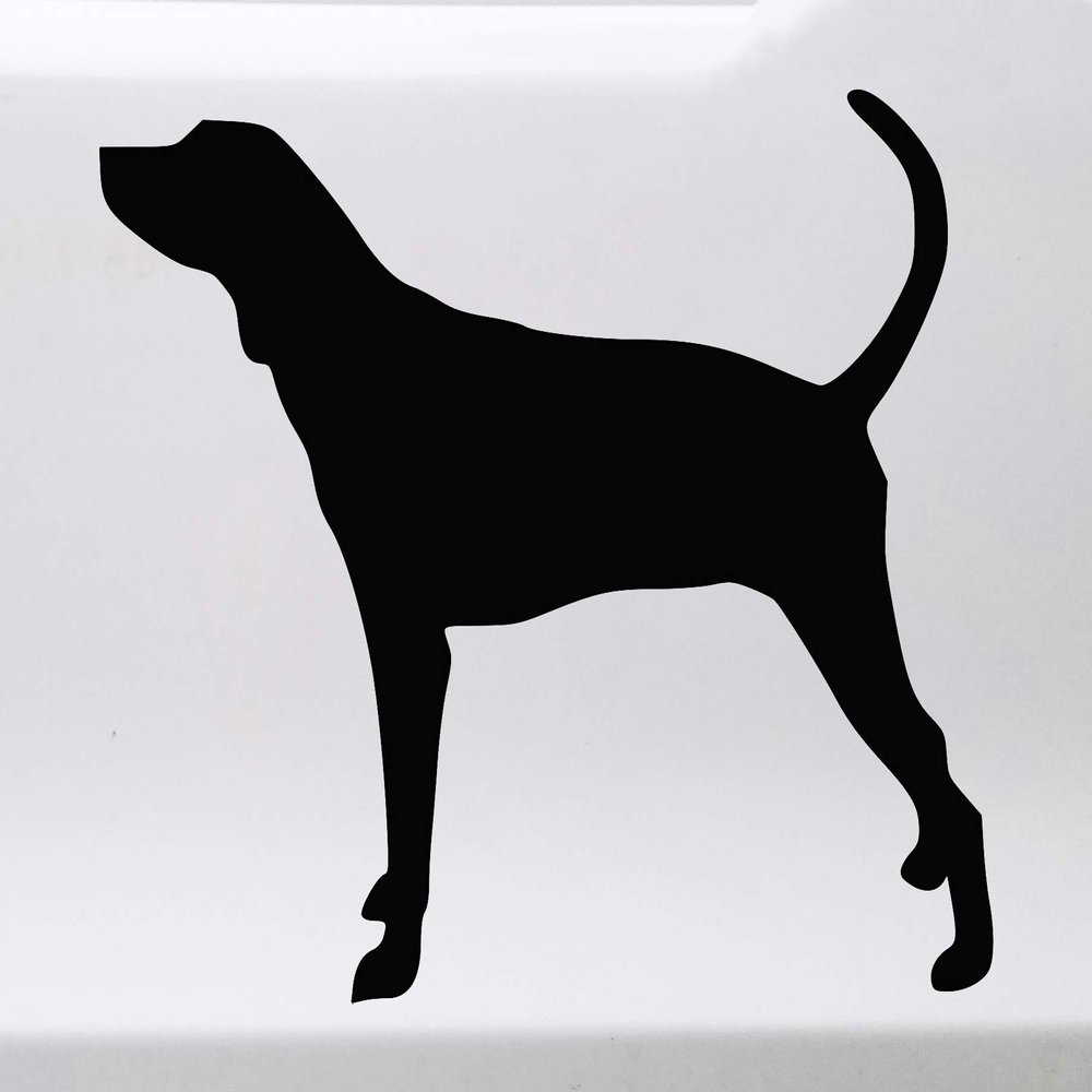 Yellow - Coonhound Vinyl Decal - Treeing Walker Hound Dog Puppy - Die Cut Sticker - 10w x 8h inches