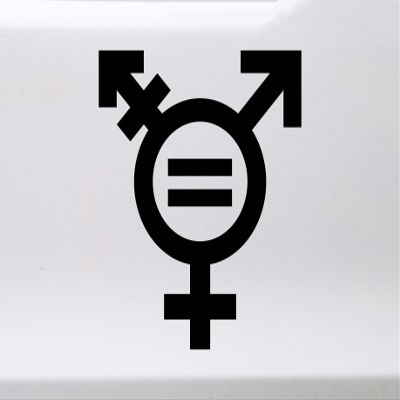 Minglewood Trading Turquoise - Transgender Equality Symbol Vinyl Decal - Gender Male Female - Die Cut Sticker - 8.5w x 10h inches