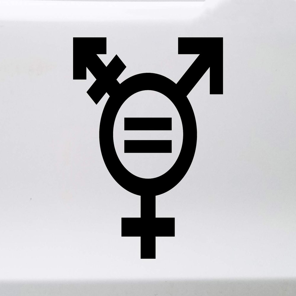 Minglewood Trading Turquoise - Transgender Equality Symbol Vinyl Decal - Gender Male Female - Die Cut Sticker - 8.5w x 10h inches