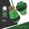 RVGUARD 50 Amp to 30 Amp Volt RV Adapter Plug with Locking Connector, NEMA 14-50P to NEMA L5-30R Electrical Power Adapter, Green view 3