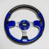 Huskey 12.5 Inch Racing Style Golf Cart Steering Wheel Cobalt Blue for EZGO Gas & Electric Models, Brushed Aluminum Spokes, SS Center Logo, and Textured Anti-Slip Grip view 3