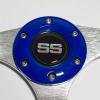 Huskey 12.5 Inch Racing Style Golf Cart Steering Wheel Cobalt Blue for EZGO Gas & Electric Models, Brushed Aluminum Spokes, SS Center Logo, and Textured Anti-Slip Grip view 4