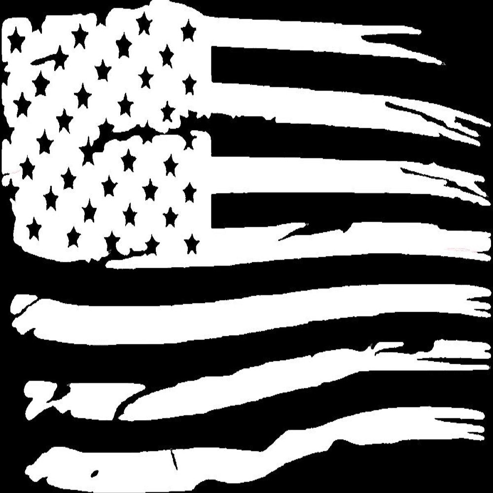 Cartat2s Distressed American Flag Vinyl Decal 5.5 X 3.5 inch Glossy White Old Glory Grunge Look Patriotic Car Truck Hood Wall Window Toolbox Bumper Sticker