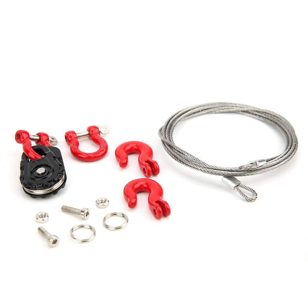 RC Winch Rope, Heavy Duty Three-Piece Steel Wire Cable Set with Pulley and Lock Sleeve, Winch Cable for RC Model Car Climbing Outdoor Activities Hobbyists Garage Setup