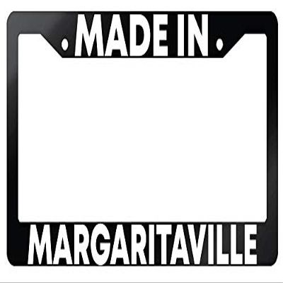 Dots Gifts Made in Margaritaville Glossy Black Plastic License Plate Frame DG