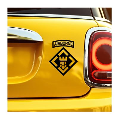 20th Engineer Patch Vinyl Decal (Black with Tab, 5 inches Tall)