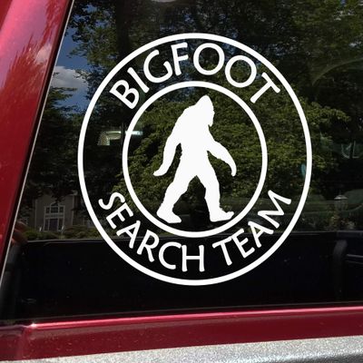 Minglewood Trading Ivory - Bigfoot Search Team Vinyl Decal - PNW Creature - Die Cut Sticker - 17.5w x 17.5h inches