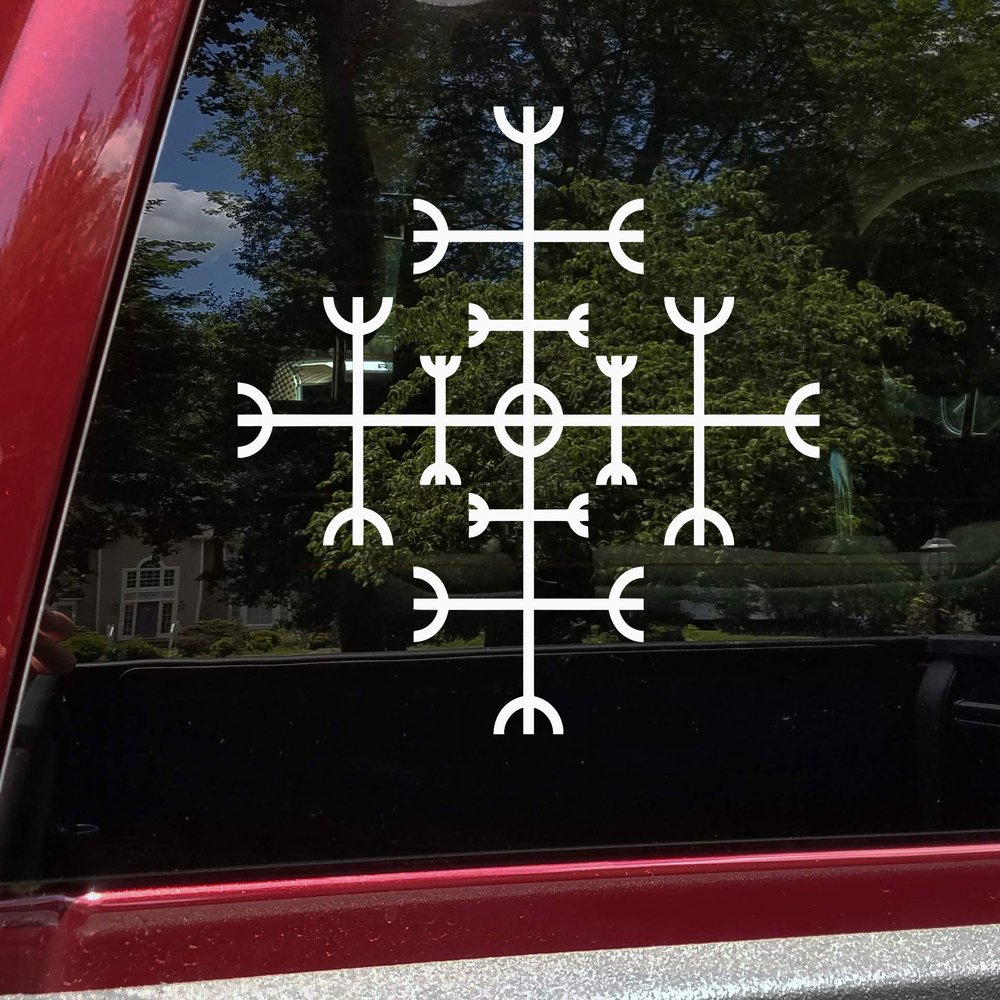 Minglewood Trading Purple - Helm of Awe Vinyl Decal V2 - Norse Mythology - Helm of Terror Viking Symbol - Die Cut Sticker - 10w x 10h inches