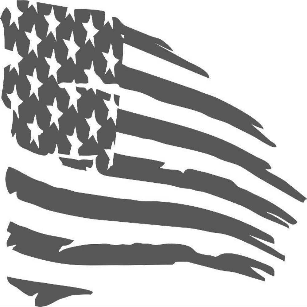 Cartat2s American Flag Distressed Grunge Tattered Vinyl Decal Car Truck Window Sticker Wall Toolbox Pick Size and Color (Silver, 7x4)