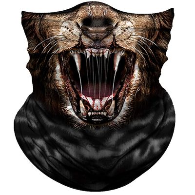 Obacle Animal Half Face Mask Sun Dust Wind Protection Breathable Seamless Face Mask for Men Women, Lightweight Thin Neck Gaiter for Outdoor Sports (Lion Open Mouth Brown)