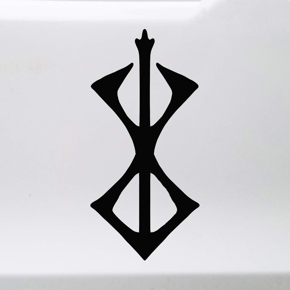 Black - Berserk Rune Vinyl Decal - Viking Old Norse Symbol - Die Cut Sticker - 4.75w x 8h inches