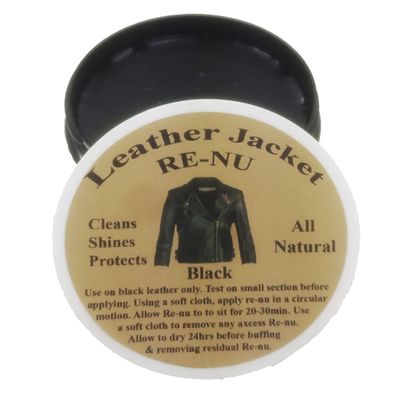 All Natural Black Leather Re-nu Beeswax Conditioner. Cleans, Shines and Protects. Great for Jackets, Purses, Shoes, Boots and Much More. 8oz