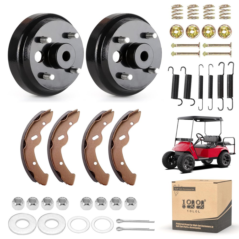 10L0L EZGO Golf Cart Brake Maintenance Kit, Rear Brake Hub Drum with Brake Shoes and Spring Repair Kit fit 1997-Up Electric EZGO TXT PDS, OEM# 19186G1 70794G01 70795G01 27943G01