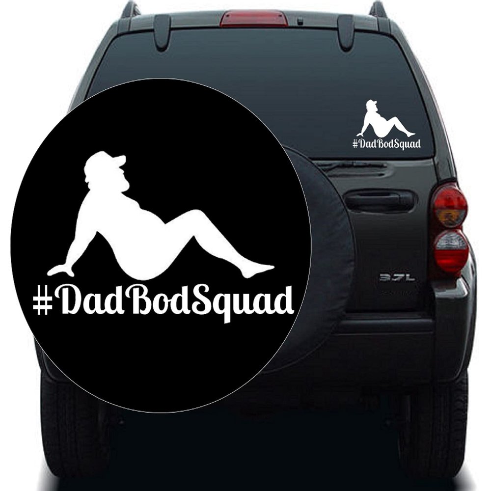Cartat2s #DadBodSquad Dad BOD Mudflap Man Vinyl Decal 7 X 4.75 inch Funny Car Truck Window Sticker Wall Toolbox Pick Color (White)
