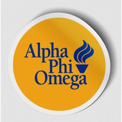 Alpha Phi Omega Logo Round Decal Yellow