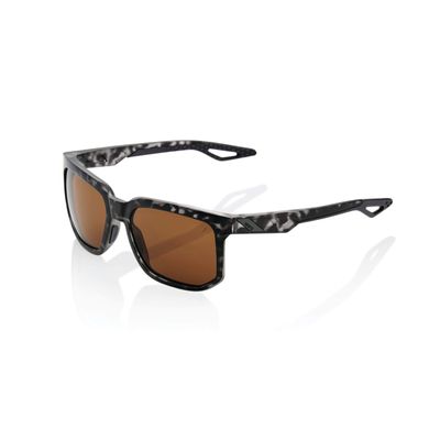 100% Centric Angular Frame Sunglasses - Durable, Lightweight Active Performance Eyewear w/Rubber Temple & Nose Grip (MATTE BLACK HAVANA - Bronze)