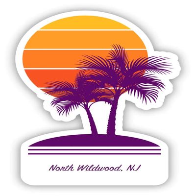 North Wildwood New Jersey Souvenir 4 Inch Vinyl Decal Sticker Palm design