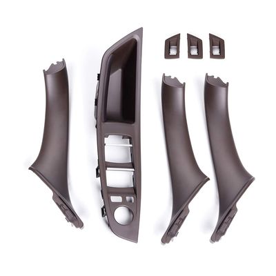 GZYF Car Auto 7 Pieces Set Door Handles, Armrest Pull Handle, Window Switch Panel Button Frame, Compatible with for BMW 5 Series F10 F11 F18 2010-2017, Mocha