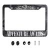 Adventure Awaits License Plate Frame - American Mountains Vanity Car Tag Frames Aluminum Auto Tags Cover 2 Holes Screws view 1