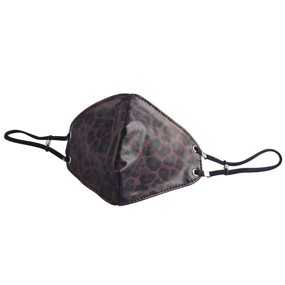 GelConnie Half Face Leather Mask Leopard Print Half Face Mask Motorcycle Anti Dust Mouth Mask for Women, Wife