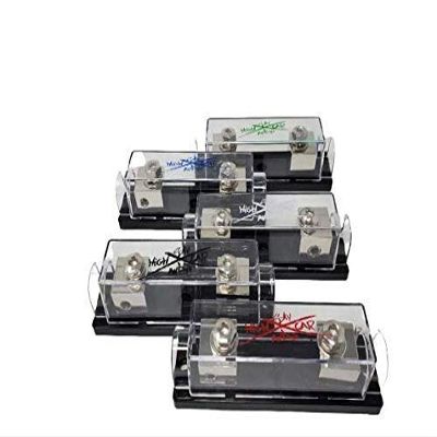 Sky High Car Audio 1/0 Gauge Set Screw ANL Fuse Holder Nickel Plated W/Fuses (White, 250A Fuse)