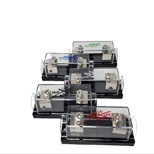 Sky High Car Audio 1/0 Gauge Set Screw ANL Fuse Holder Nickel Plated W/Fuses (White, 250A Fuse)