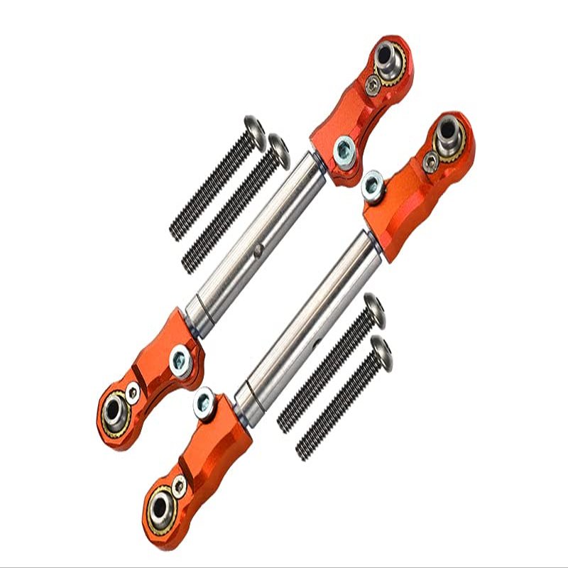 Aluminum+Stainless Steel Adjustable Front Steering Tie Rod For Traxxas 1:10 Maxx 4WD Monster Truck-89076-4/1:8 4WD Maxx Slash 6S Brushless Short Course Truck-102076-4 Upgrades - Orange