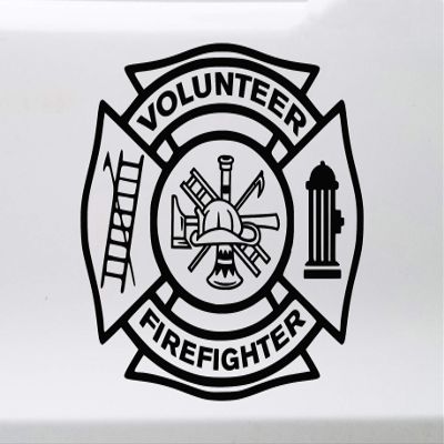 Minglewood Trading Bright Pink - Volunteer Firefighter Vinyl Decal - VFD Fire Dept Maltese Cross - Die Cut Sticker - 10w x 10h inches