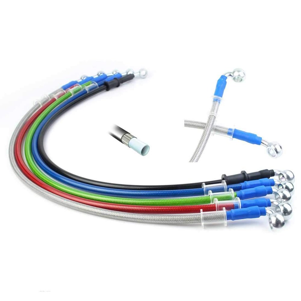 400-2400mm AN3 1/8inch 28 90 Degree M10 Motorcycle Hydraulic Brake Line Oil Hose Pipe Fitting Stainless Steel Braided for ATV Motorcycle Motocross Pit Dirt Street Racing bike - 800mm Black