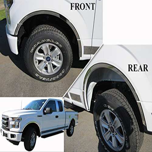QAA is Compatible with 2018-2020 Ford F-150 12 Piece Stainless Wheel Well Accent Trim, No Flares WQ58308