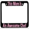 Dots Gifts This Mom is an Awesome Chef Black Metal License Plate Frame DG view 1