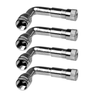Garneck 4pcs Valve Stem Extenders 90 Degree Brass Air Tire Extension Adapter Rod for Car Truck Motorcycle (Silver)