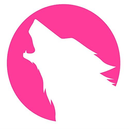 Wolf Howl Moon y0063 Vinyl Sticker Decals (Pack of 2) for Car Window Laptop Phone (10", HOT Pink)