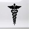 White - Caduceus Symbol Vinyl Decal - Medical Logo Medicine ER Nurse EMT - Die Cut Sticker - 16w x 20h inches view 2
