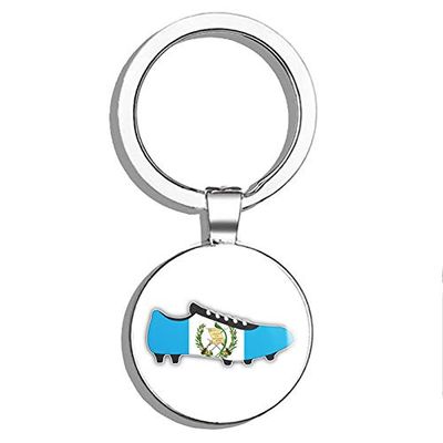 PRS Vinyl Guatemala Flag Soccer Cleats Double Sided Stainless Steel Keychain Key Ring Chain Holder Car/Key Finder