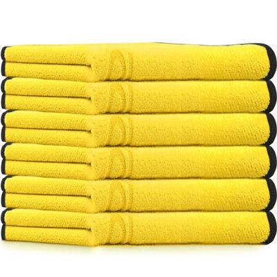 Solid Multipurpose Plush Microfiber Cleaning Cloth Towel for Household, Car Washing, Drying & Auto Detailing - 11" x 22" (6)
