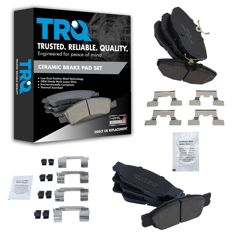 TRQ Front and Rear Brake Pads Ceramic Hardware
