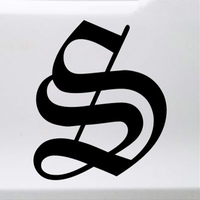 Minglewood Trading Black - Old English Letter Vinyl Decal - Initial Tattoo Script Lettering - Die Cut Sticker - 12h inches