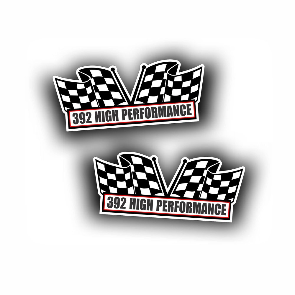 2X Engine, Window, Air Cleaner Decal Sticker, 392 High Performance Compatible with Chrysler Dodge Hemi Stroker Motor V8 Race Pro Street Or Muscle Car, 5 1/2 x 2 1/4 inch