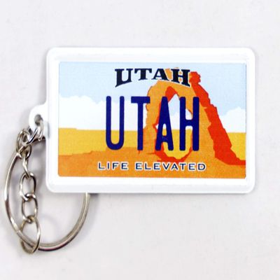World By Shotglass Utah License Plate Aluminum Ultra-Slim Rectangular Souvenir Keychain 2.5" X 1.25"x 0.06"