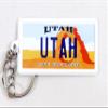 World By Shotglass Utah License Plate Aluminum Ultra-Slim Rectangular Souvenir Keychain 2.5" X 1.25"x 0.06" view 1