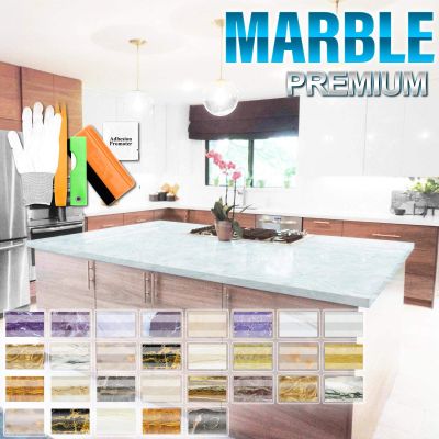 JDMBESTBOY 5FT x 15FT Free Tool Kit Faux Gloss Marble Granite Vinyl Furniture Kitchen Cabinets Counter Top Wrap Roll Home Decor Cover Decal Adhesive Film D40
