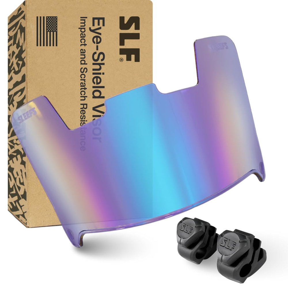 SLEEFS Football Helmet Visor [Purple Bifrost Rainbow] - Tinted Professional Football Visor/Shield - Fits Youth & Adult Helmets - Includes Quick Visor Clips + Microfiber Travel Bag