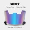 SLEEFS Football Helmet Visor [Purple Bifrost Rainbow] - Tinted Professional Football Visor/Shield - Fits Youth & Adult Helmets - Includes Quick Visor Clips + Microfiber Travel Bag view 3