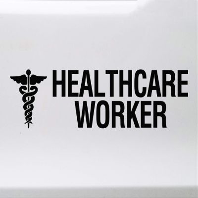 Minglewood Trading Red - Healthcare Worker Vinyl Decal - Caduceus Medical Nurse ER Doctor - Die Cut Sticker - 15.25w x 4h inches