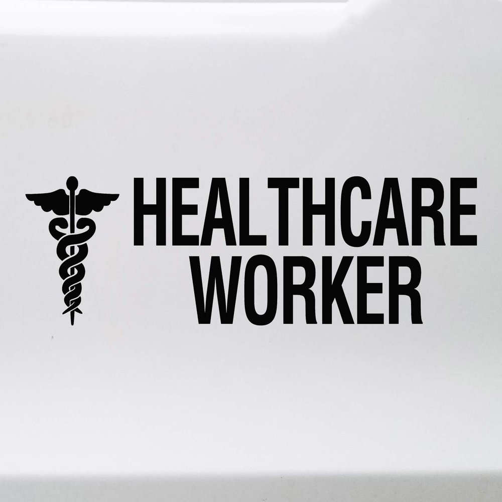 Minglewood Trading Red - Healthcare Worker Vinyl Decal - Caduceus Medical Nurse ER Doctor - Die Cut Sticker - 15.25w x 4h inches