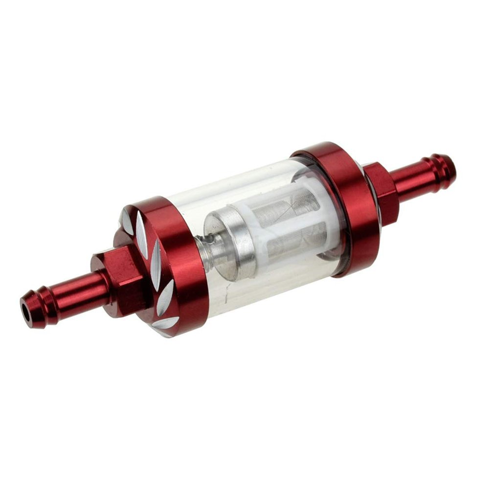 Universal Inline Glass View Clear-View Glass Replacement Fuel Filter(Red)