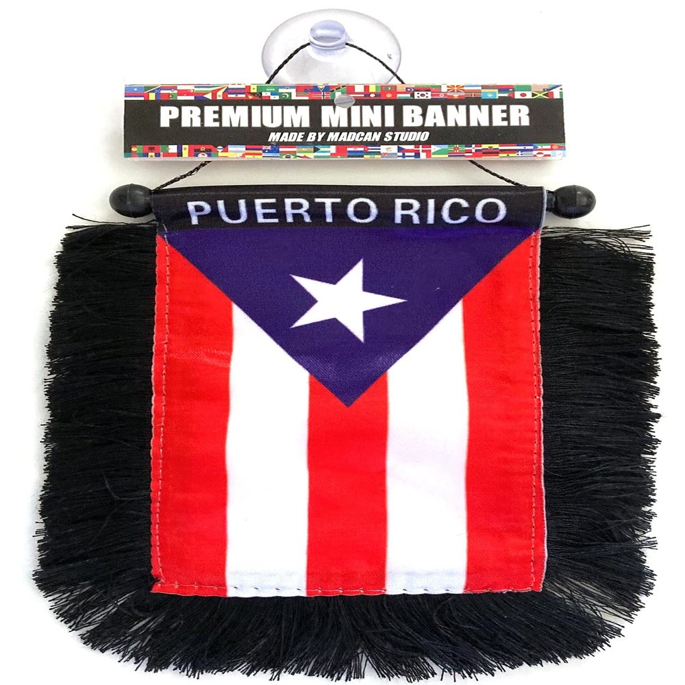 Puerto Rico flags for cars accessories sticker decals Puerto Rican PR homes Quality made banderas para autos small mini Banner hanging window car flags accessory for men women (Classic PR)