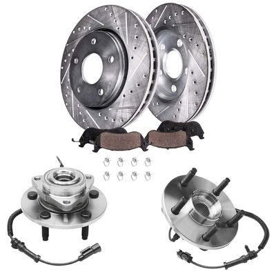 Detroit Axle - Front Wheel Bearing Hubs Brake Kit for 09-11 Dodge Ram 1500
