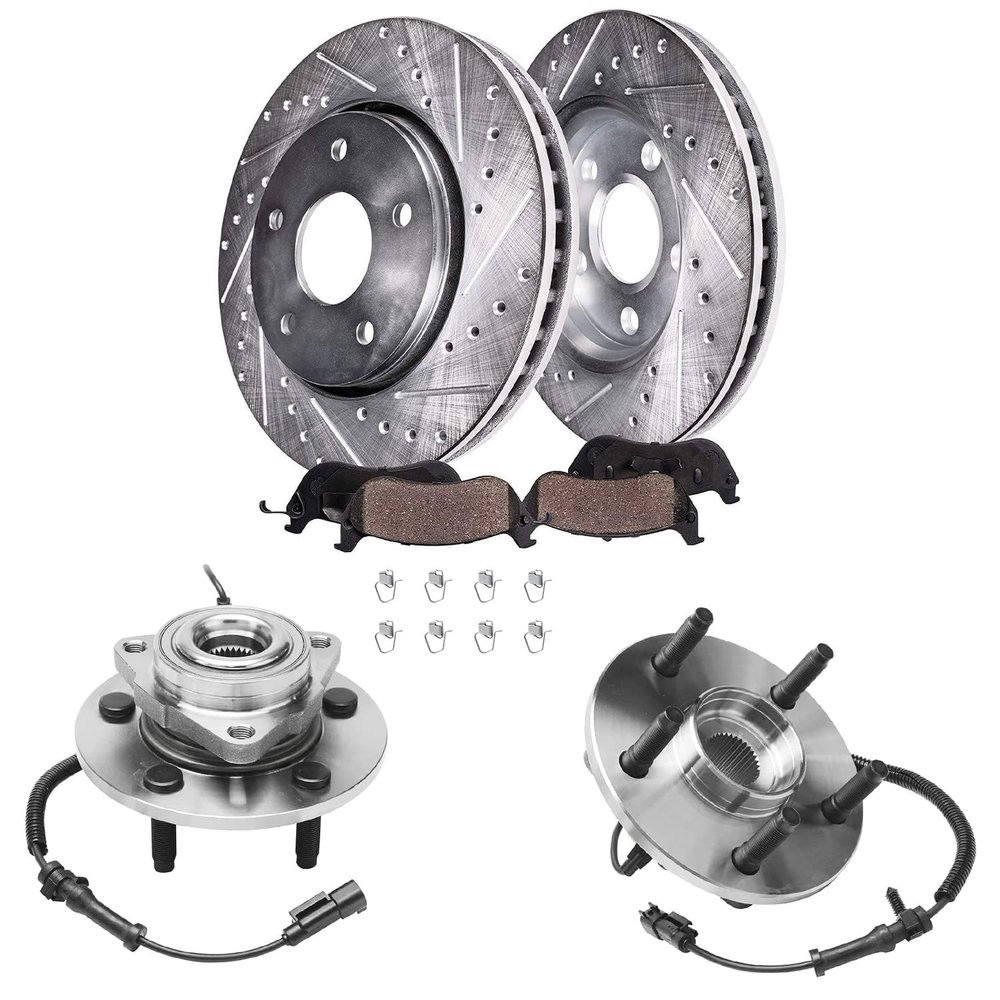 Detroit Axle - Front Wheel Bearing Hubs Brake Kit for 09-11 Dodge Ram 1500